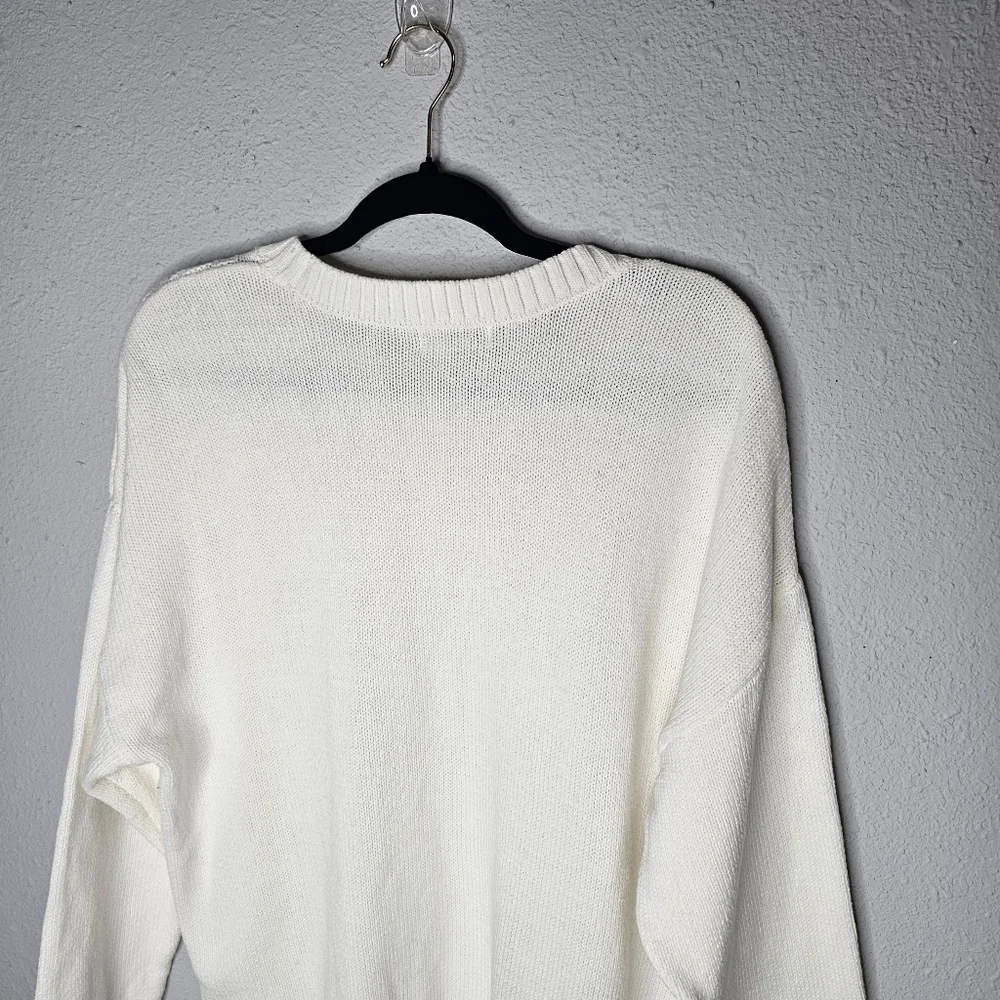 Calvin Klein Ivory Sweater Womens XL Cable Knit Preppy Luxury Logo Quiet Luxury‎ - Picture 9 of 11